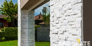 Фасад из природного камня фото 3D панели RKS SLATE Кварцит White Quartz Classic (12)
