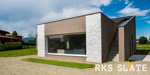 Фасад из природного камня фото 3D панели RKS SLATE Кварцит White Quartz Classic (8)